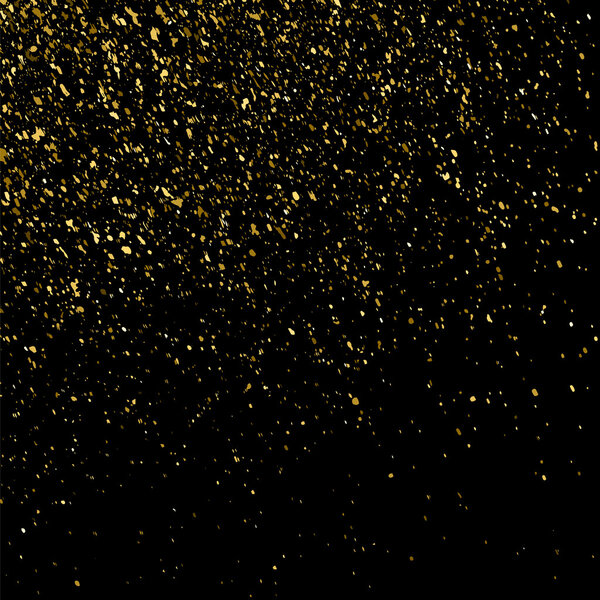 Gold glitter texture on a black background. Golden explosion of confetti. Golden grainy abstract  texture on a black  background. Design element. Vector illustration,eps 10.