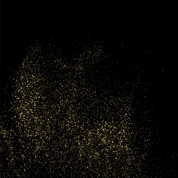 Guld Glitter Konsistens Svart Bakgrund Gyllene Explosion Konfetti Gyllene Grynig — Stock vektor