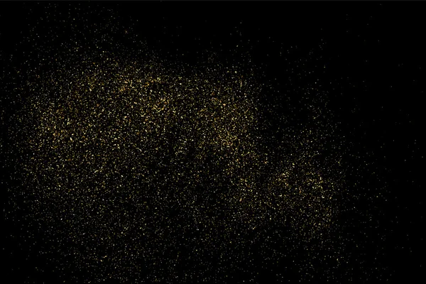 Siyah arka planda altın rengi parıltı dokusu. Tatil geçmişi. Altın konfeti patlaması. Siyah arkaplandaki altın taneli soyut doku. Tasarım elemanı. Vektör illüstrasyonuName.