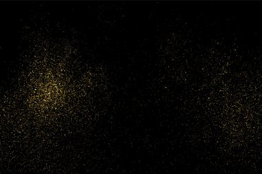Siyah arka planda altın rengi parıltı dokusu. Tatil geçmişi. Altın konfeti patlaması. Siyah arkaplandaki altın taneli soyut doku. Tasarım elemanı. Vektör illüstrasyonuName.