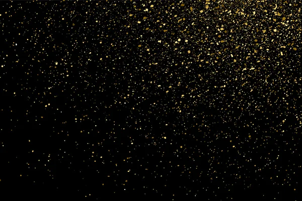 Texture Glitter Oro Sfondo Nero Sfondo Vacanza Esplosione Dorata Coriandoli — Vettoriale Stock