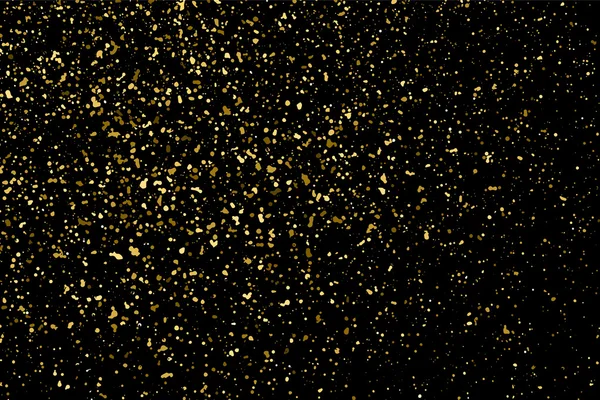 Guld Glitter Konsistens Svart Bakgrund Semesterbakgrund Gyllene Explosion Konfetti Gyllene — Stock vektor