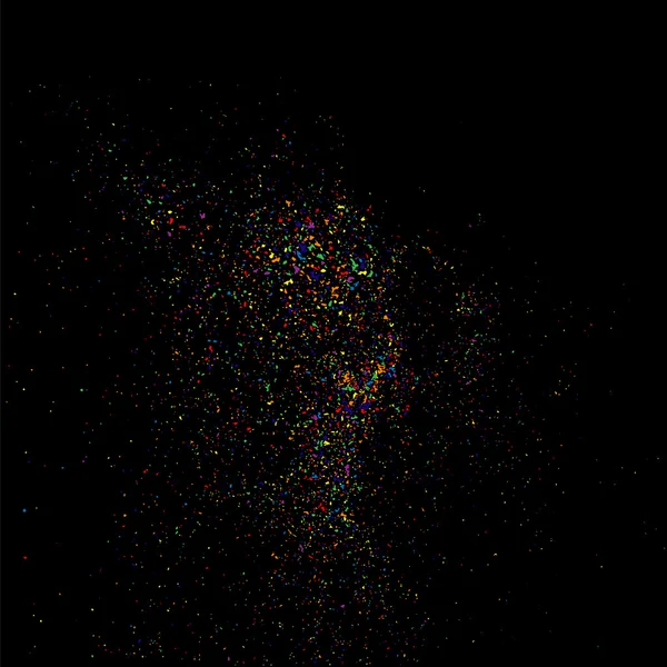 紙吹雪のカラフルな爆発 黒の背景にザラザラした抽象的なカラフルな質感 デザイン要素 ベクトル図 Eps — ストックベクタ