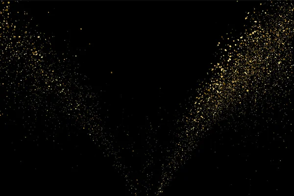 Texture Glitter Oro Sfondo Nero Sfondo Vacanza Esplosione Dorata Coriandoli — Vettoriale Stock