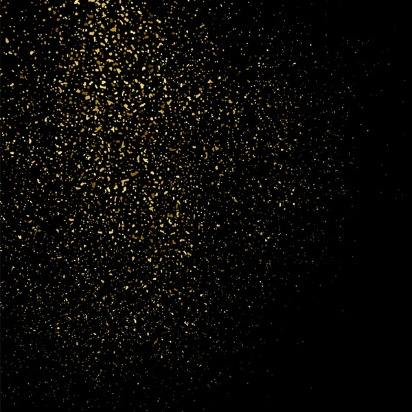 Gouden Glitter Textuur Een Zwarte Achtergrond Gouden Explosie Van Confetti — Stockvector