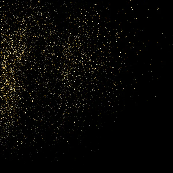 Złoty Brokat Czarnym Tle Złota Eksplozja Konfetti Złote Ziarniste Abstrakcyjne — Wektor stockowy