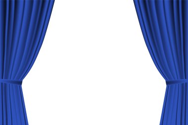 Beyaz zemin üzerine açık mavi perde.