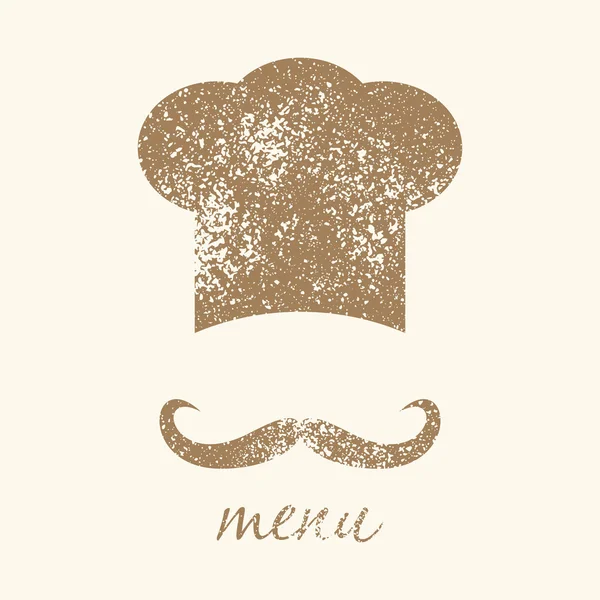 Big chef hat with mustache. Vintage style vector illustration. — Stock Vector