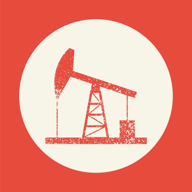 Petrol derrick simgesi. Vintage tarzı vektör çizim.