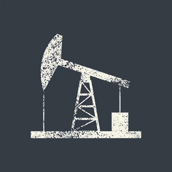 Oil derrick icon. Vintage style vector illustration. — Stock Vector