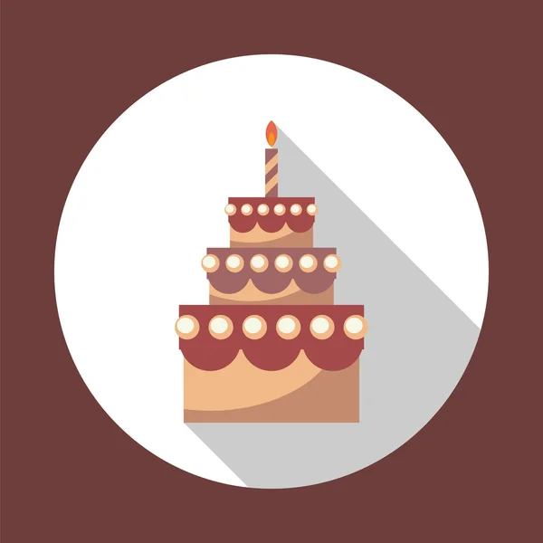 Tarta de Cumpleaños Icono Vector plano . — Vector de stock