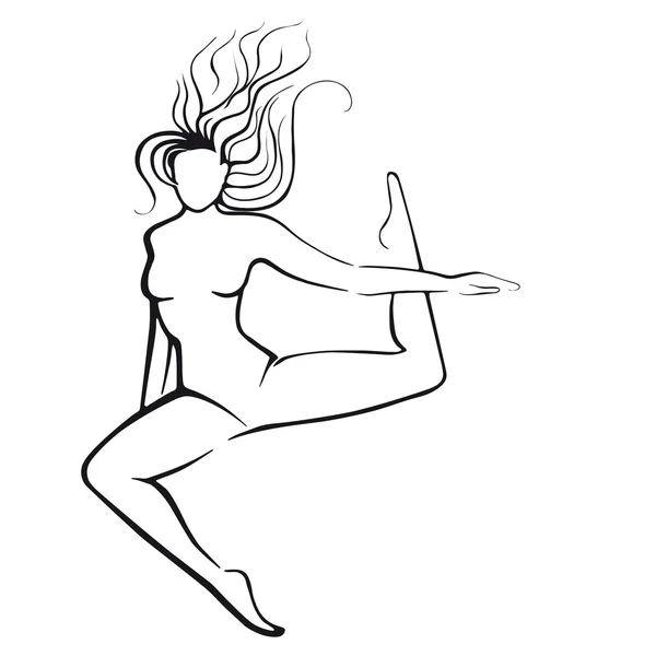 踊っている女の子のシルエット。走り高跳び. — ストックベクタ