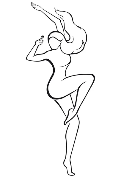 Silhouette di una ragazza danzante. — Vettoriale Stock