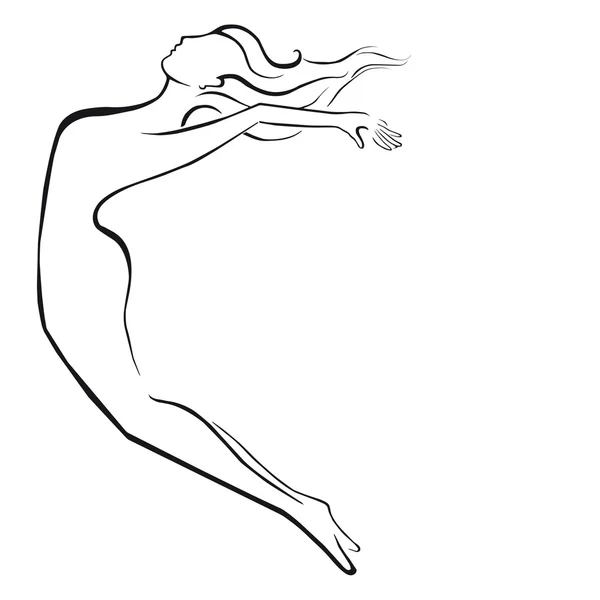 La silueta de una bailarina. Saltar . — Vector de stock