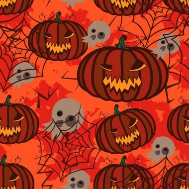 Seamless orange background with pumpkins for Halloween. clipart