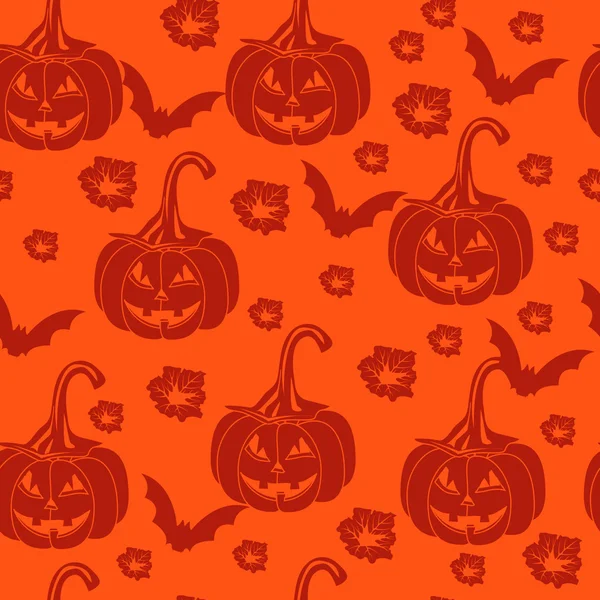 Fondo naranja sin costuras con calabazas para Halloween . — Vector de stock