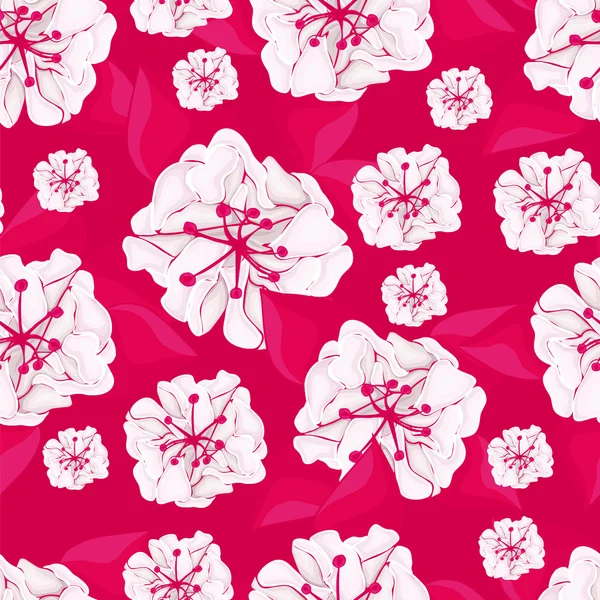 Bezszwowe tło różowy z białymi kwiatami — Wektor stockowy