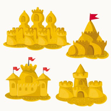 Sandcastles.White arka plan.