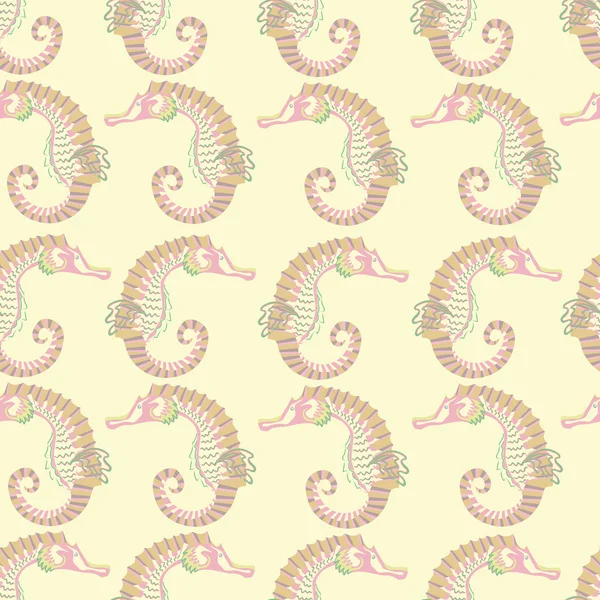 无缝 pattern.sea horse.cream 背景 — 图库矢量图片