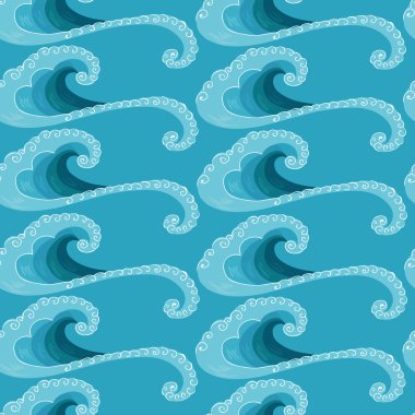 Seamless modeli. Mavi dekoratif wave.shades