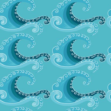 Seamless modeli. Mavi dekoratif wave.shades