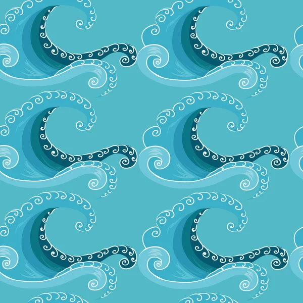 Naadloze patroon. decoratieve wave.shades blauw — Stockvector