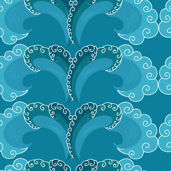 Patrón sin costuras. ola decorativa. tonos de azul — Archivo Imágenes Vectoriales