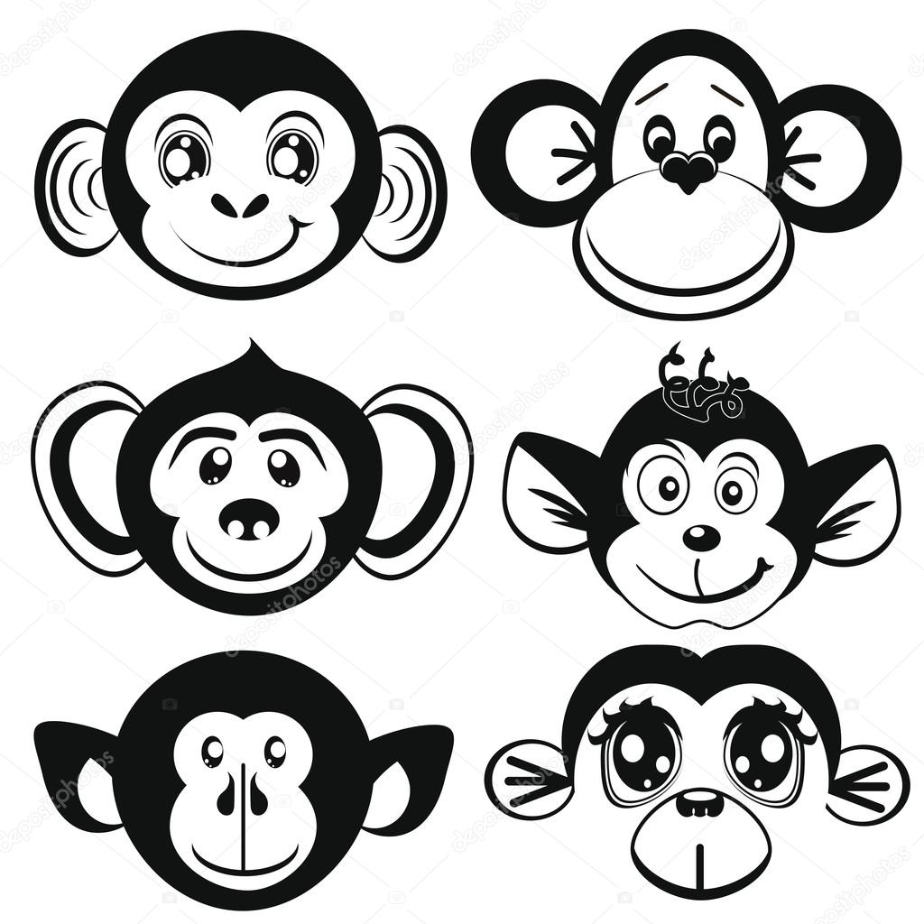 Macaco Dos Desenhos Animados Doodle Animal Engraçado Infantil Linha Preto E  Branco Vector Illustration Ilustraciones svg, vectoriales, clip art  vectorizado libre de derechos. Image 94238111