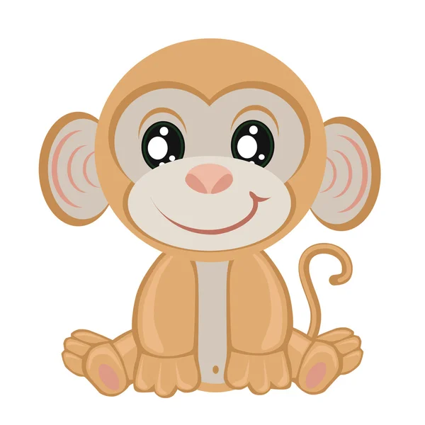 Petit singe sur fond blanc.Clip-art enfants — Image vectorielle