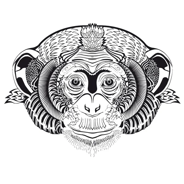 Голова обезьяны. Эскиз татуировки . — стоковый вектор