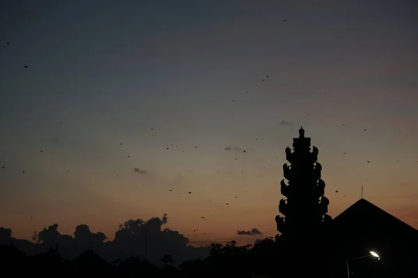 Nachmittagssilhouette Während Die Sonne Einem Ort Auf Bali Untergeht Mit — Stockfoto