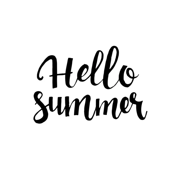 Hello summer hand drawn lettering — Stock Vector