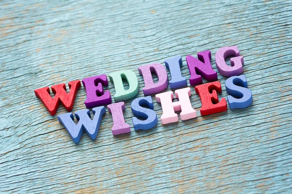 Wedding wishes phrase on vintage wooden background — Stock Photo, Image
