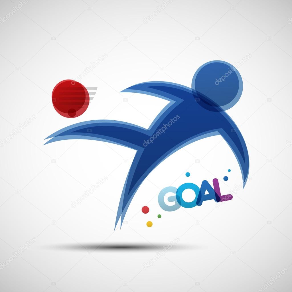 Football championship banner. Soccer player kicks the ball. Vector illustration of abstract footballer silhouette for your design