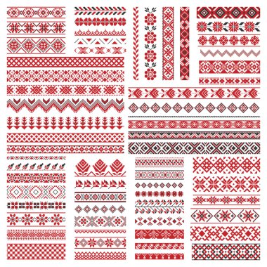 Big set of embroidery patterns clipart
