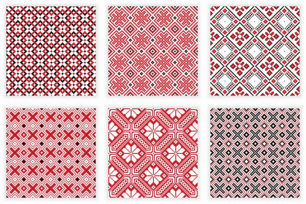 斯拉夫几何装饰 为您的设计设置的传统民间绣花无缝图案的矢量图 — 图库矢量图片
