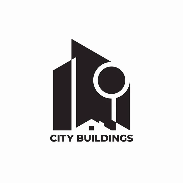 Városi Épületek Logo Design Vektor Illusztrációja Apartman Épületek Ház Elvont — Stock Vector