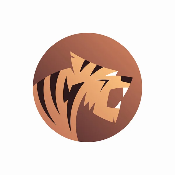 Tiger Logo Design Vektor Illustration Eines Abstrakten Brüllenden Tigers Isoliert — Stockvektor