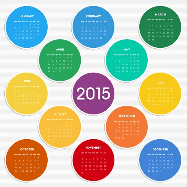 2015 calendário em cores sazonais — Vetor de Stock