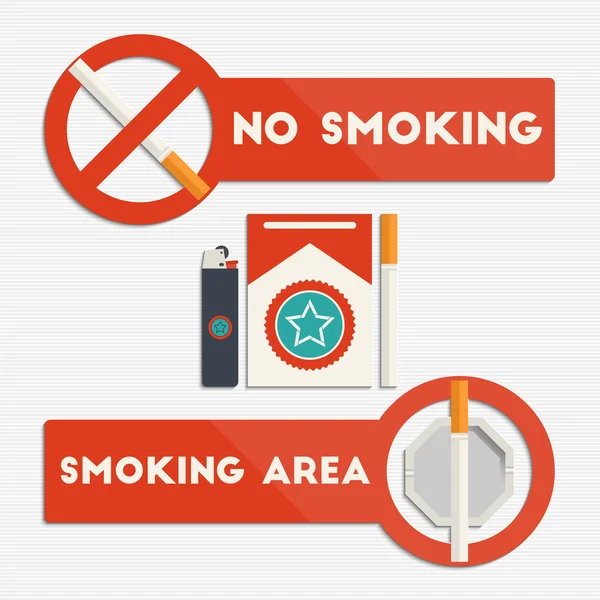 No smoking and smoking area signs — Stock Vector