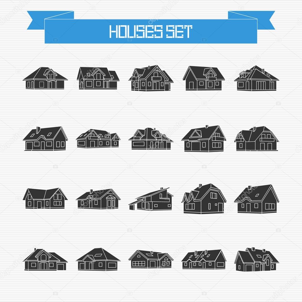 Vector set of houses