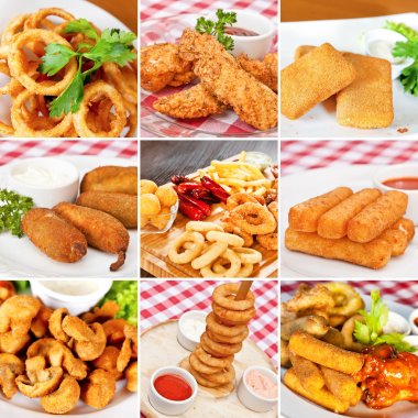 Deep-fried snacks collage clipart