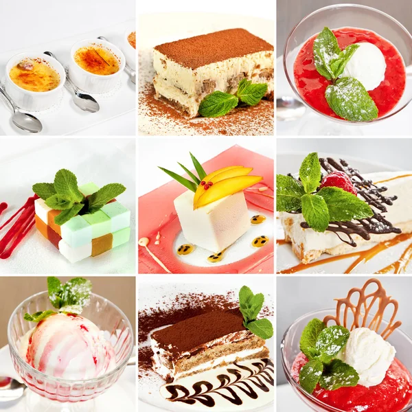 Various desserts collage — Stock Photo, Image