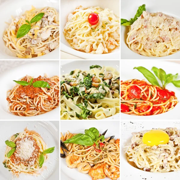 Verschiedene Pasta-Collage — Stockfoto