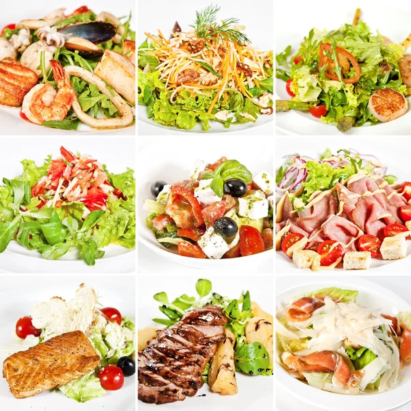 Various salads collage — Stock Photo, Image