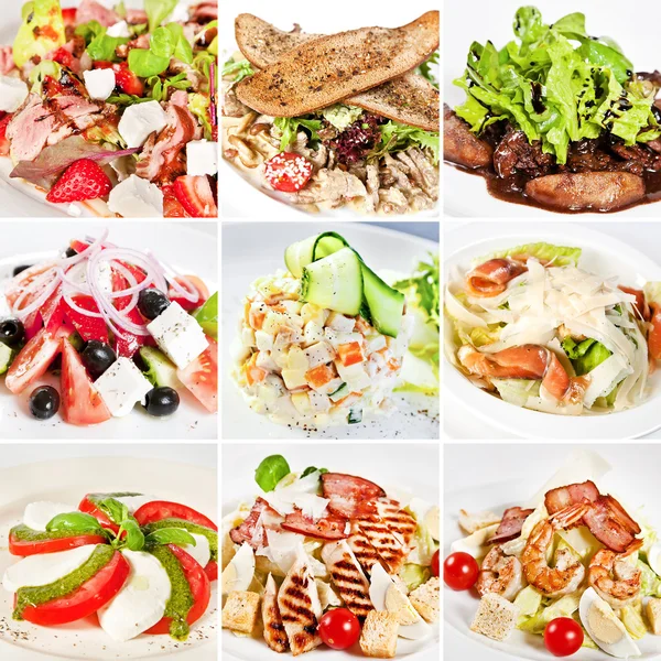 Various salads collage — Stock Photo, Image