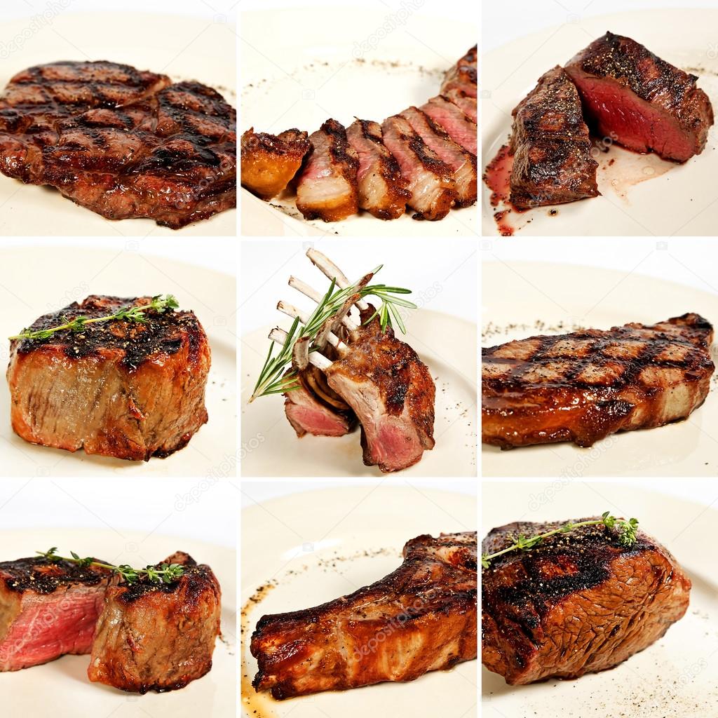 Grilled meat collage