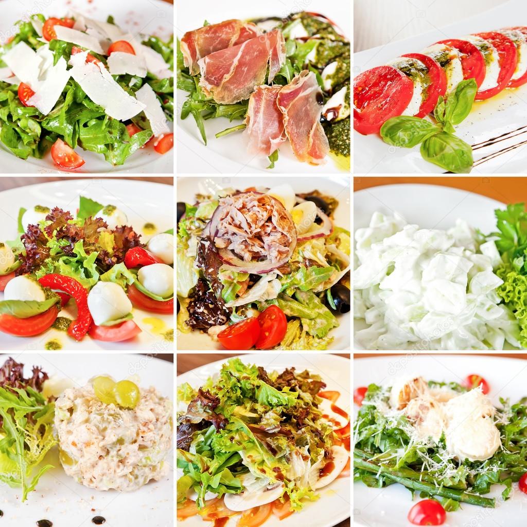 Various salads collage