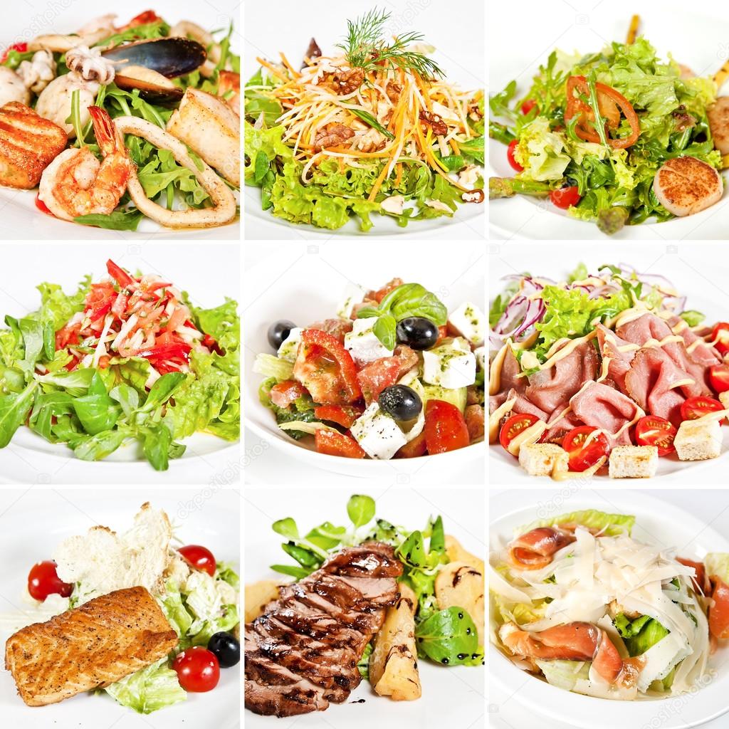 Various salads collage
