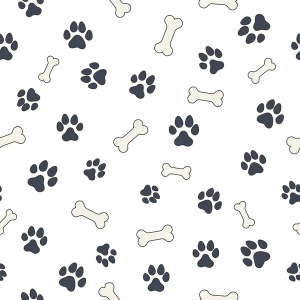 Bones and paws — Stock Vector